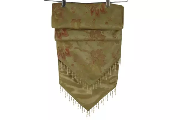 Lot of 3 Brown Table Runners Beaded Fringe Floral Elegant Simple Earth Tones