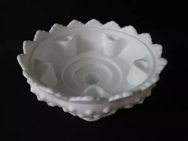 Vintage Milk Glass Fenton Footed Hobnail Multiple Candle Holder Bowl 3547569