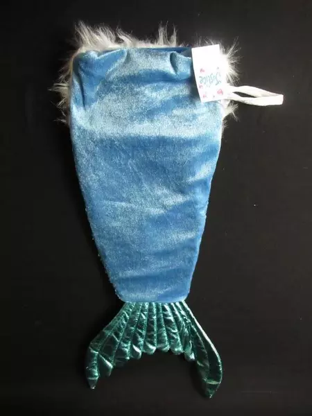 Justice Girls Holiday Christmas Stocking Mermaid Tail Faux Fur Sequins Foil Tail