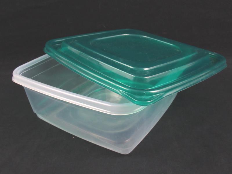 Lot of 3 Half Gallon Food Storage Containers Square Green Lids Plastic Organize