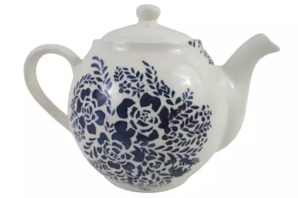 Pier 1 Blue Bloom Teapot White Blue Roses Floral