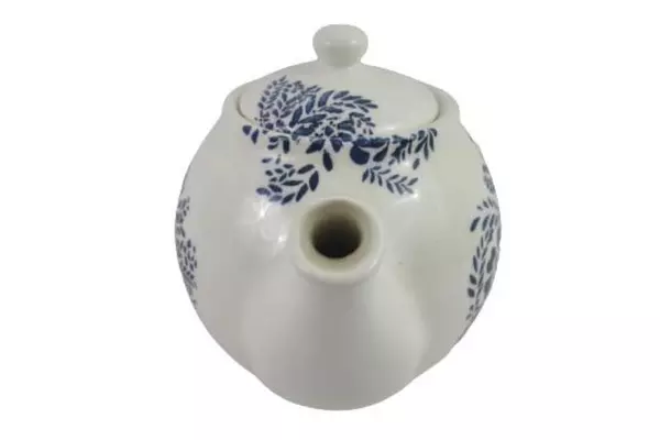 Pier 1 Blue Bloom Teapot White Blue Roses Floral