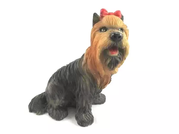 Vintage Yorkshire Terrier Figurine Made In Italy Red Bow