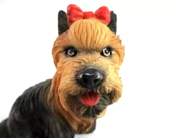 Vintage Yorkshire Terrier Figurine Made In Italy Red Bow