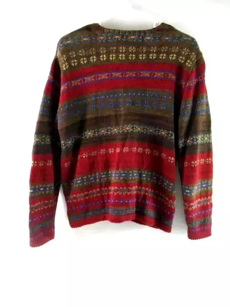 Tiara Petites Floral Knit Sweater Women's Size PM Rayon Blend Buttons
