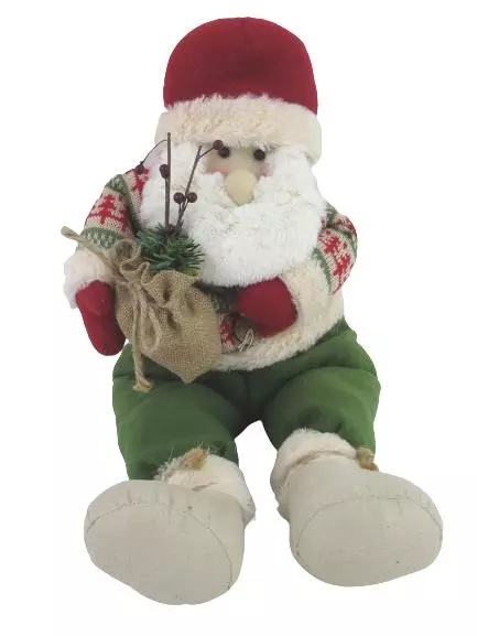 Santa Fleece and Knit Fabric Shelf Sitter Doll Christmas Decoration 22" 2014
