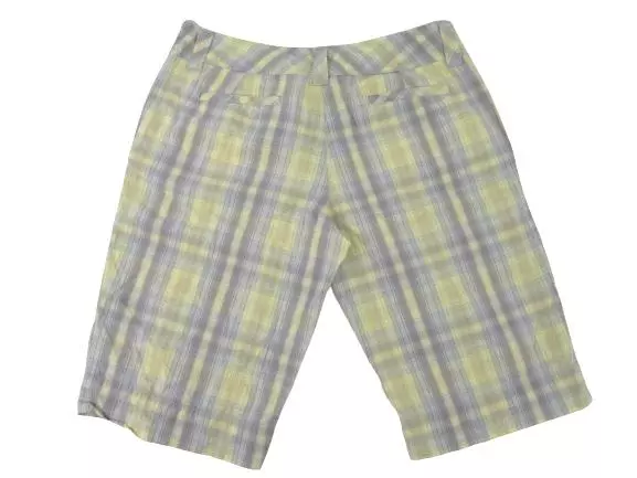 SO Yellow Plaid Bermuda Shorts Junior's Size 7 Grey Pockets