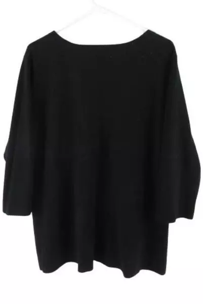 Karen Scott Woman Black 3/4 Sleeve Knit Sweater Women's Size 1X V Neckline
