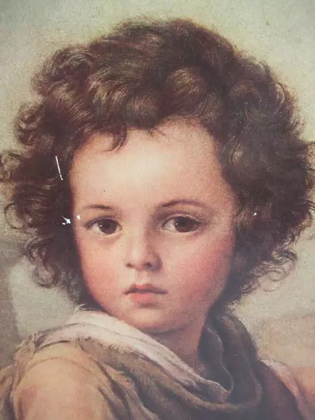 Vintage Frame Niederrheinische Handwekskunst Jesusknabe Print by Murillo