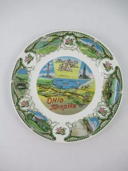Vintage Decorative Ohio Collector's Plate Souvenir Turnpike Lake Erie 9.25"