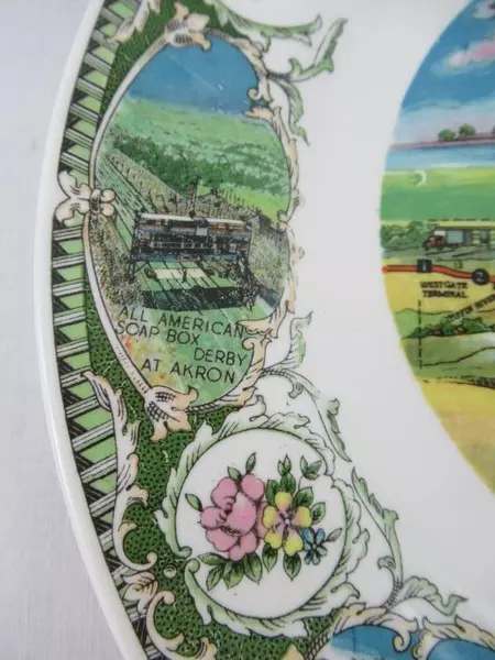 Vintage Decorative Ohio Collector's Plate Souvenir Turnpike Lake Erie 9.25"