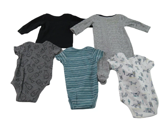 Lot of 5 Baby Boy's One Piece Tops Pajama Sz 0-3M Kyle & Deena First Impressions