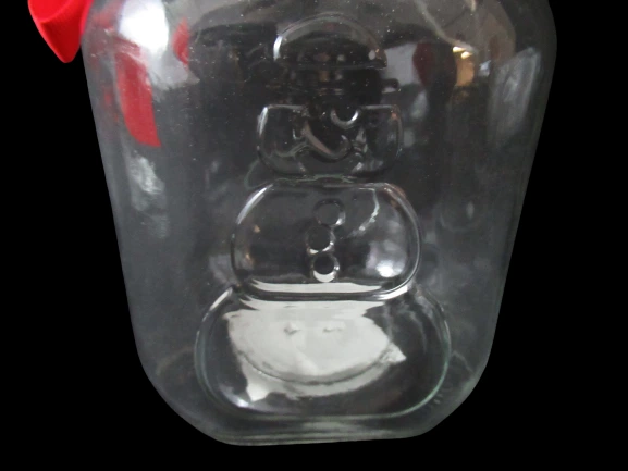 Lot of 2 Anchor Home Collection Anchor Hocking Glass Gift Jars Red Ribbon Snow