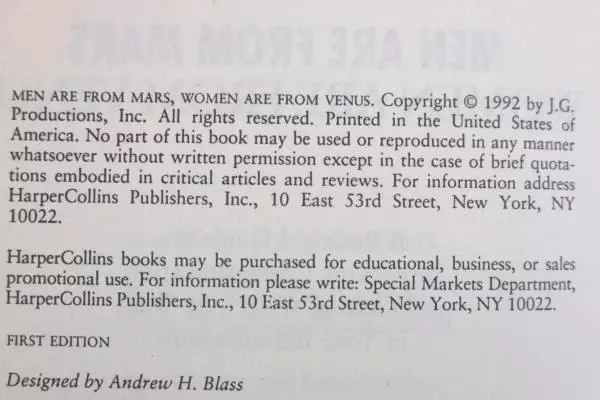 Men Are from Mars Women Are from Venus by John Gray Ph D Hardback 1992