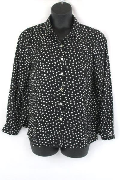 Spense Women's Button Up Shirt Long Sleeve Office Blouse Polka Dot Size Large