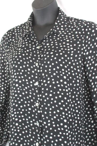 Spense Women's Button Up Shirt Long Sleeve Office Blouse Polka Dot Size Large