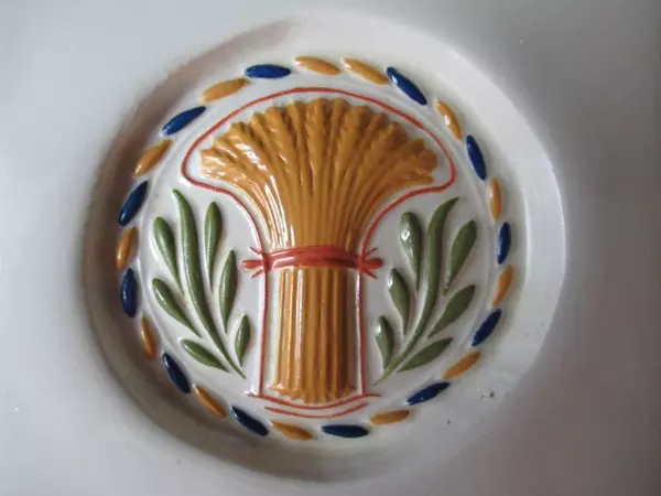 Andrea West Ceramic Reproduction Butter Mold Tile Ornate Wheat Sheaf