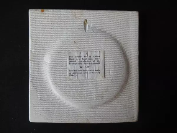 Andrea West Ceramic Reproduction Butter Mold Tile Ornate Wheat Sheaf