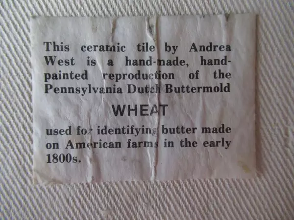 Andrea West Ceramic Reproduction Butter Mold Tile Ornate Wheat Sheaf