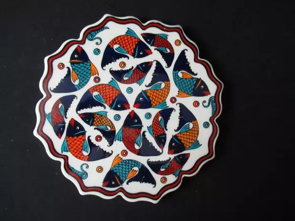 Iznik Designs Ceramic Trivet Yetik Sanat Koi Fish Made in Turkey