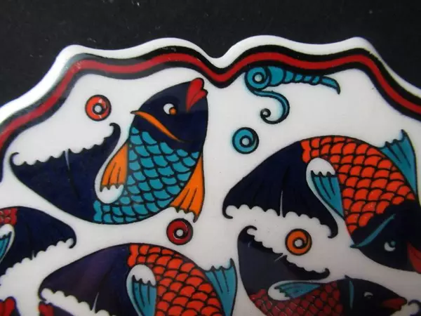 Iznik Designs Ceramic Trivet Yetik Sanat Koi Fish Made in Turkey