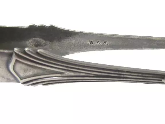 William A Rogers Silver Plate Nickel Silver Sugar Tongs Chevron Pattern Claw Tip