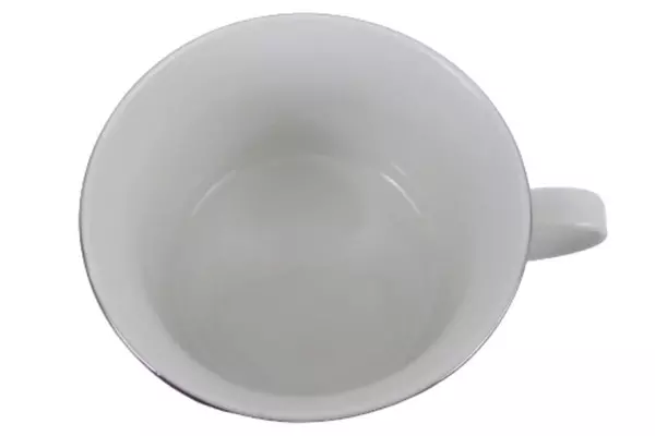 Set of 4 Gibson Housewares Black Tie Platinum Porcelain Flat Cups Mugs