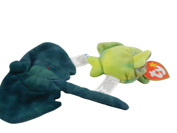 Lot of 2 Ty Teenies Plush McDonald's Sting the Ray and Coral the Fish 1999