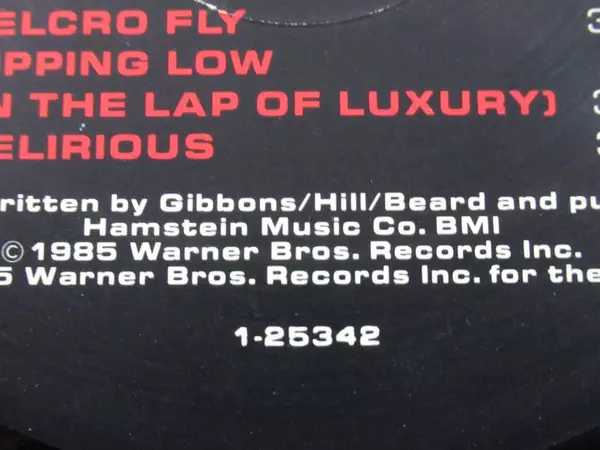ZZTOP Afterburner 1985 Warner Bros. Records Inc. A Lone Wolf Production 2 Side