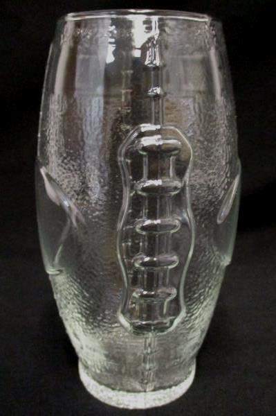 Lot of 2 Football Clear Pint Tumbler Glass & Plastic Football Display Decor