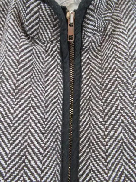 Hemlined Mom Vest Brownish Maroon Off-White Black Herringbone Women's Size M