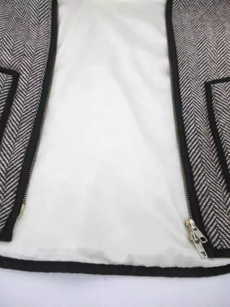 Hemlined Mom Vest Brownish Maroon Off-White Black Herringbone Women's Size M
