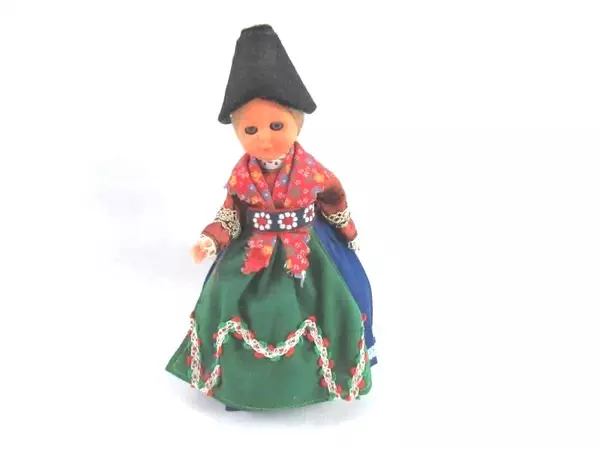 Lot 2 Vintage Plastic Dolls Marked 15 M On The Bottom Shoes 18th Century Outfit