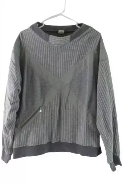 Vintage Medico Sweater Men's Size Medium Pale Grey Textured Patchwork Mock Neck