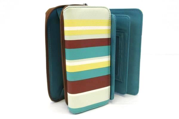 Lot of 3 Women's Wallets Bill Folds Makeup Bag Lancome Purple Stripes