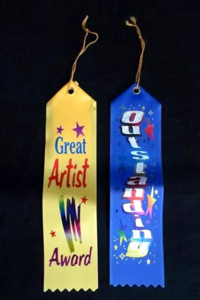 Lot of 5 Miscellaneous Award Ribbons Birthday Boy MVP Great Artist Diploma Mill