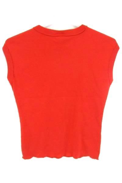 Nike Heavy Medal Logo Red White Split V Neck Sleeveless Shirt Top Women's Medium