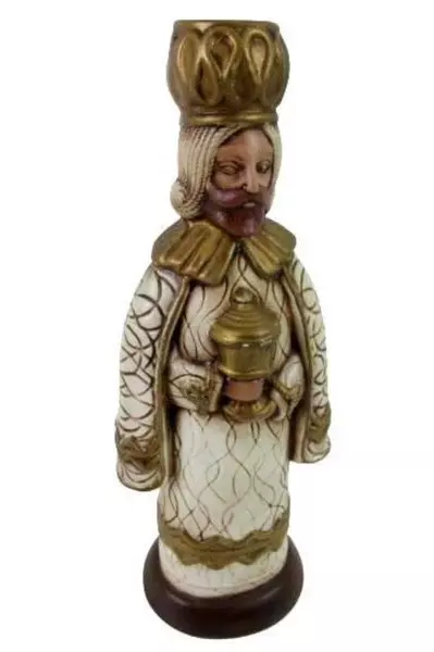 Vintage Ceramic Wise Men King Taper Candle Holder Hand Painted Signed
