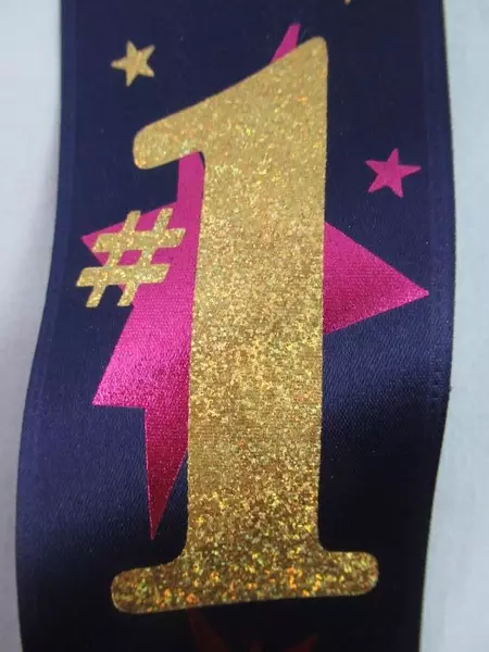 Lot of 2 Vintage The Diploma Mill Inc Award Ribbons Purple Glitter #1