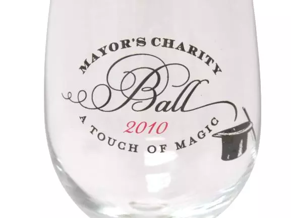 Crystal Mayor's Charity Ball 2010 A Touch Of Magic Wine Glasses Lot of 2