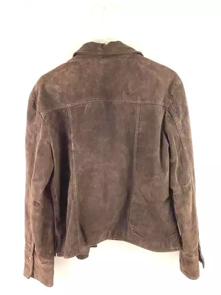 AMI Brown Suede Leather Jacket Junior's Size Large Style 2176WS Collared