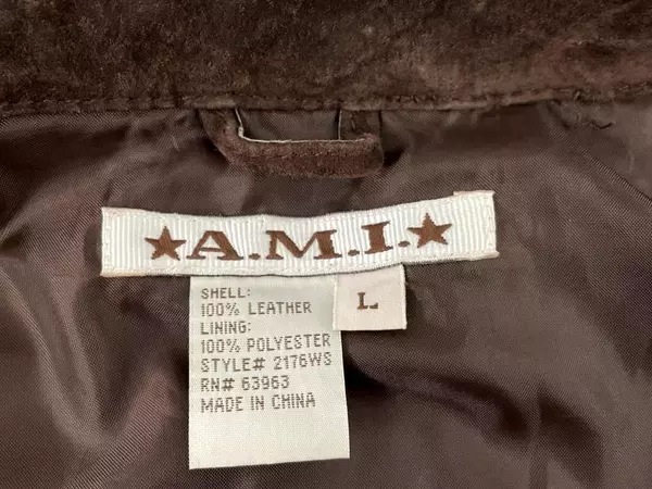 AMI Brown Suede Leather Jacket Junior's Size Large Style 2176WS Collared