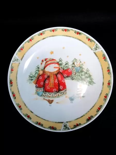 Gibson 10.25" Dinner Plate Christmas Snowman Print Designed By Debbie Hron