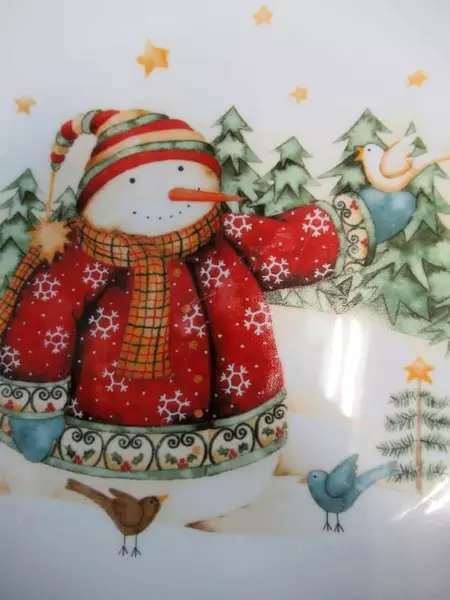 Gibson 10.25" Dinner Plate Christmas Snowman Print Designed By Debbie Hron
