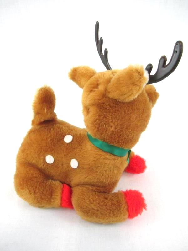 Vintage Ruldoph Red Nose Reindeer Toy Animated Musical Lighted Plush Brown 9"