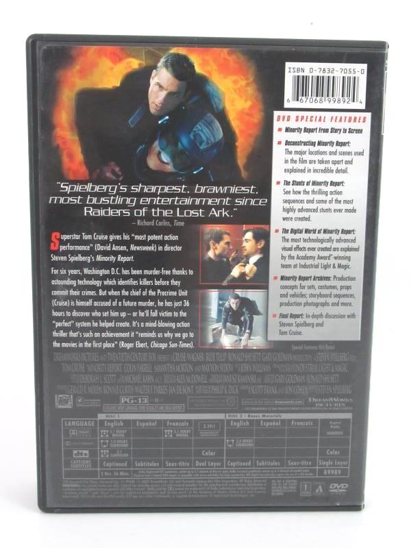 Minority Report Tom Cruise Steven Spielberg Film 2002 Pg-13 Dreamworks DVD Video