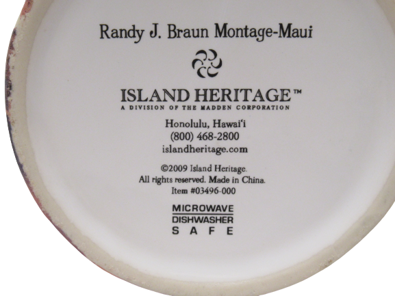2009 Maui Mug Hawaii Cup Randy J Braun Montage Raised Letters Island Heritage