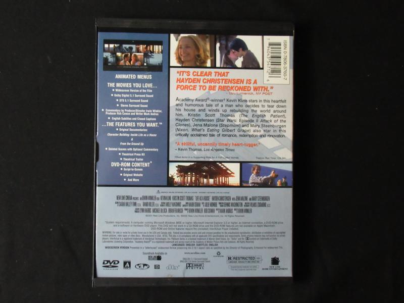 Life As A House DVD New Line Cinema Kevin Kline Hayden Christensen 2001 Vintage
