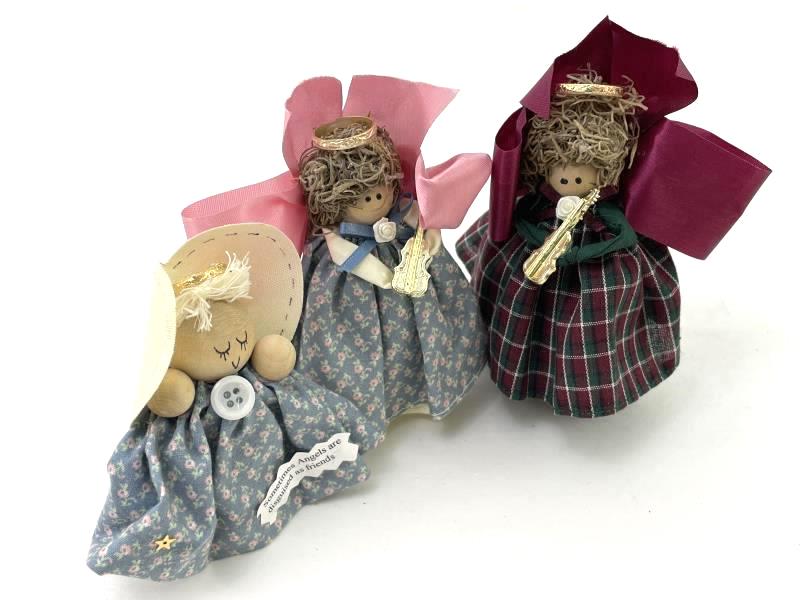 Lot of 3 Handmade Angel Shelf Or Table Ornaments Figures