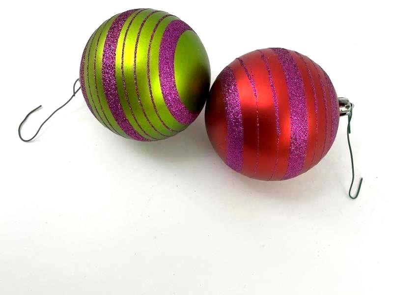 Lot of 10 Christmas Ornaments With Glitter Ball